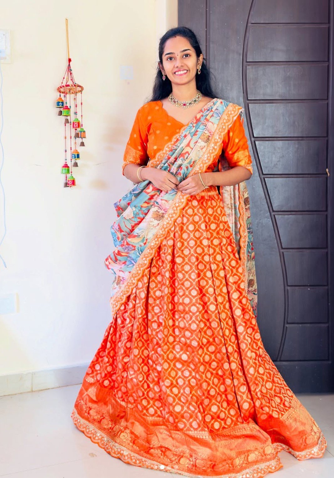 Orange Trending half saree