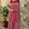 Maroon Ajarakh Crepe Saree