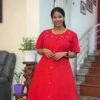 Siri Challa Red Cotton Frock