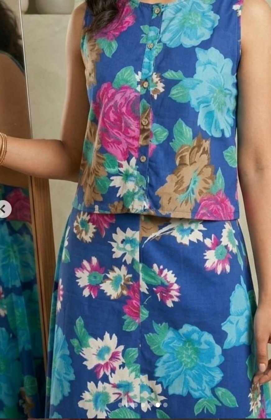 Blue Floral Skirt - Image 3