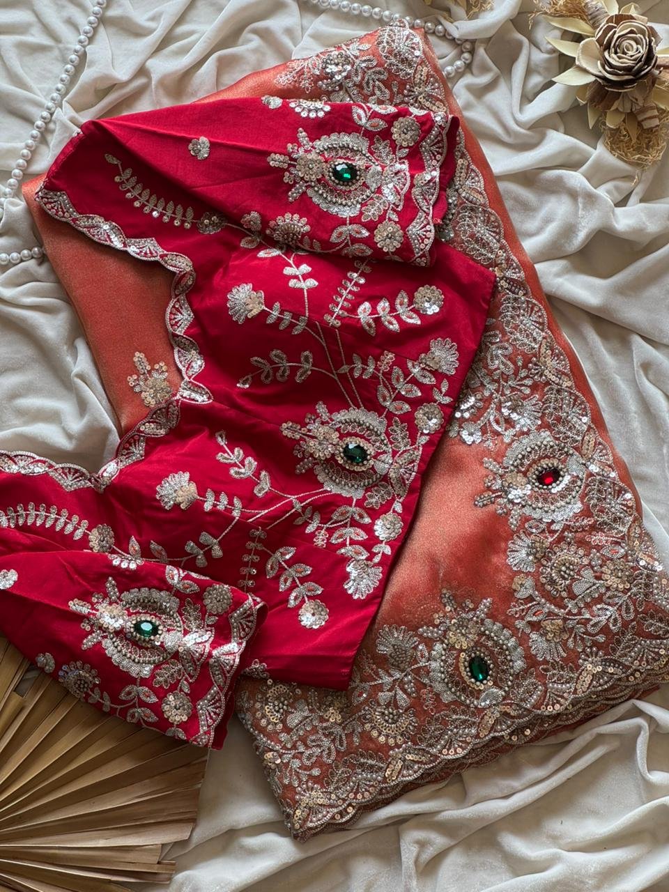 Crimson Red Saree - Image 2