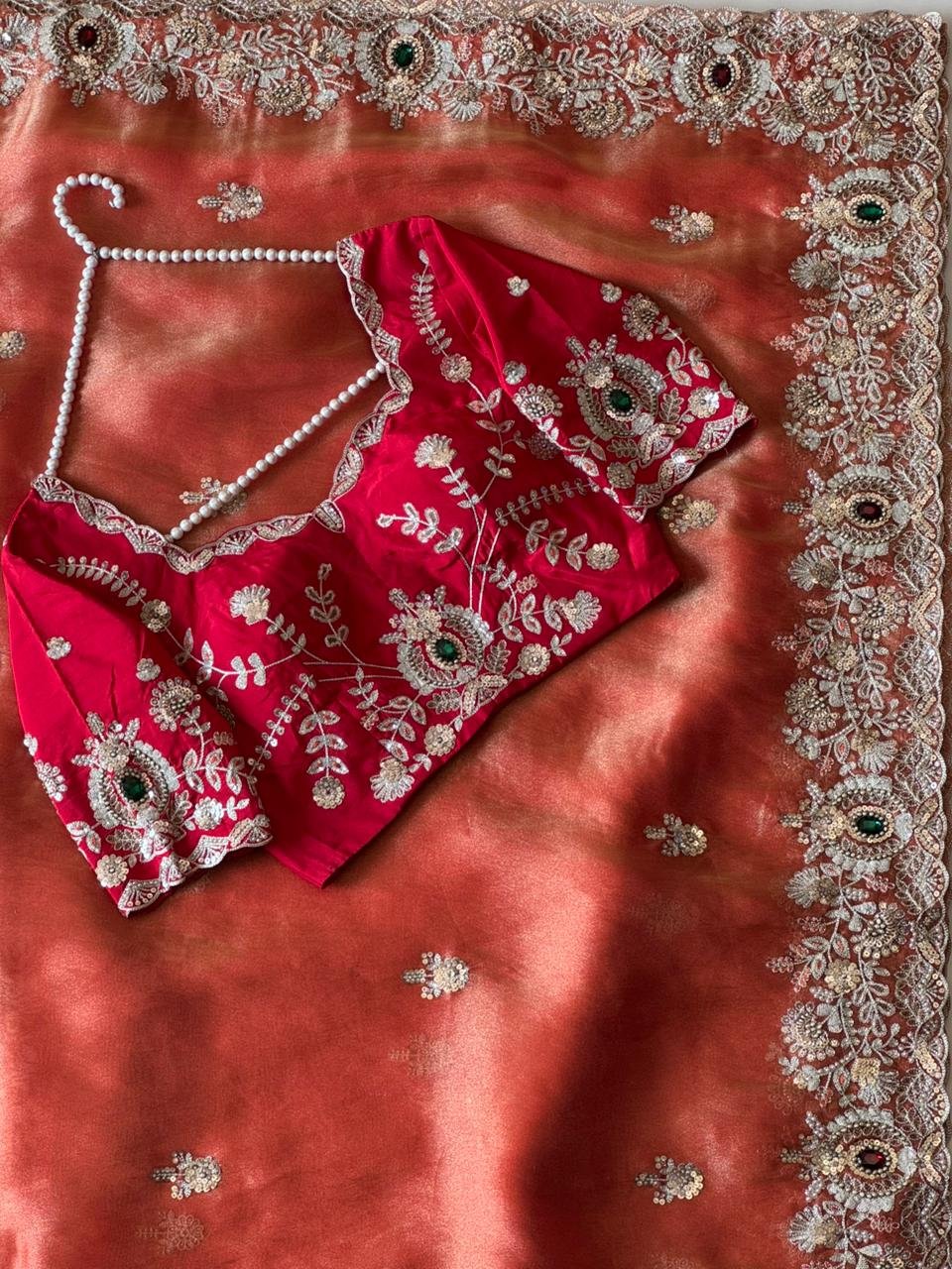 Crimson Red Saree - Image 5