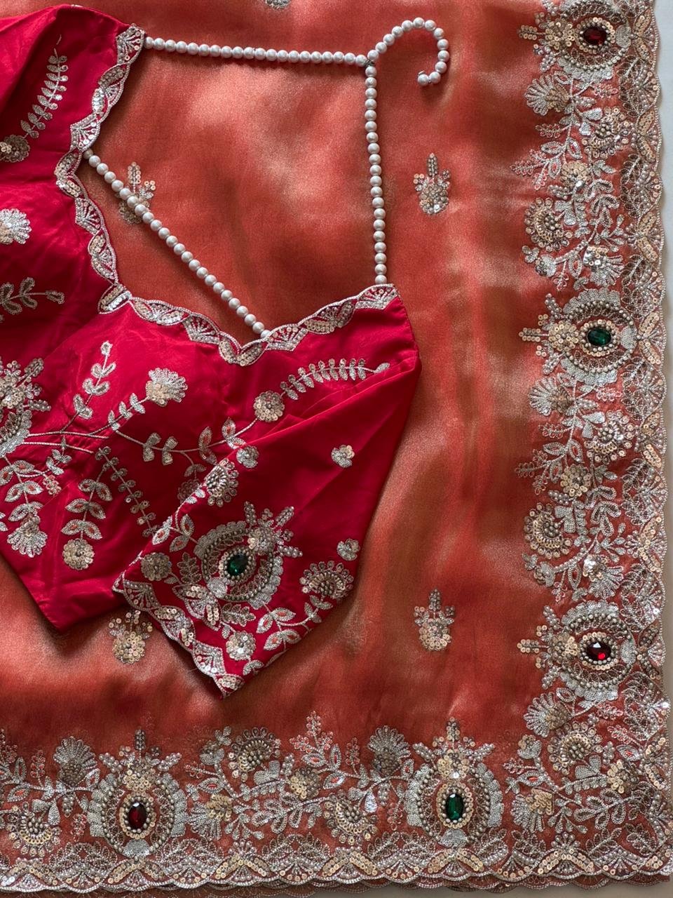 Crimson Red Saree - Image 6