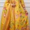 Yellow Floral Cotton Anarakli 3PC Set