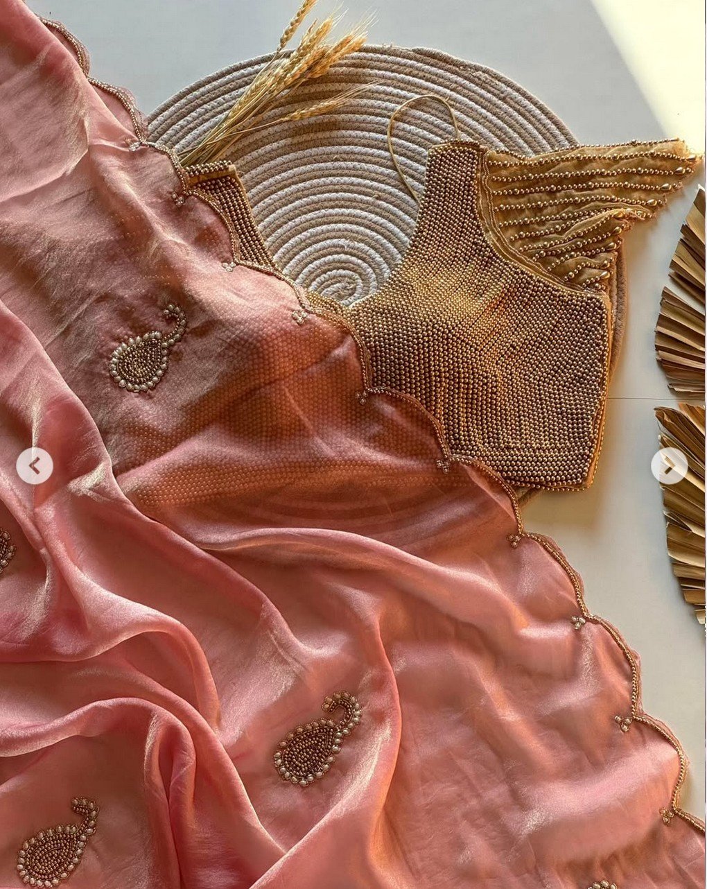Peach Gold Mine Pearl Stitched Blouse