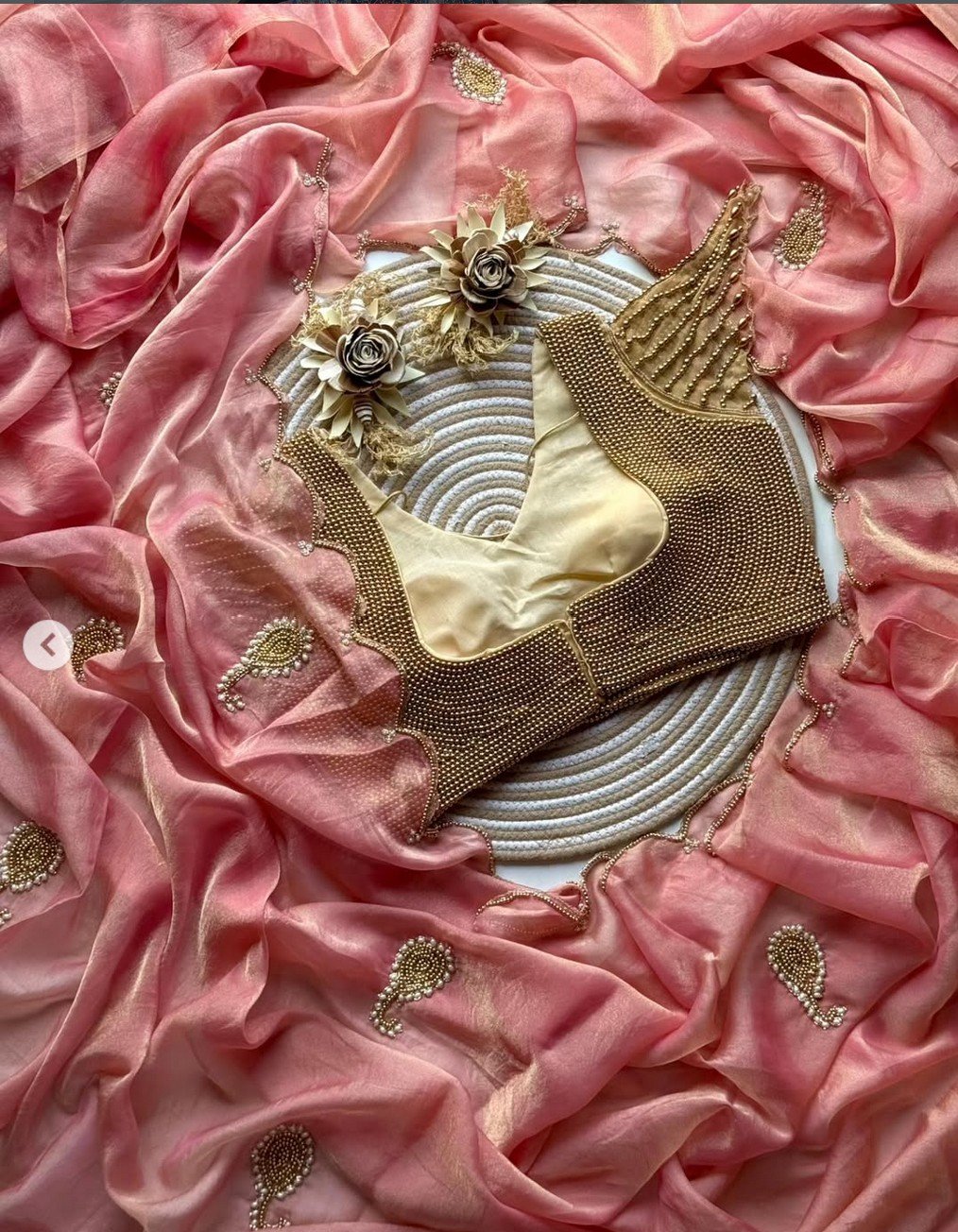 Peach Gold Mine Pearl Stitched Blouse - Image 2