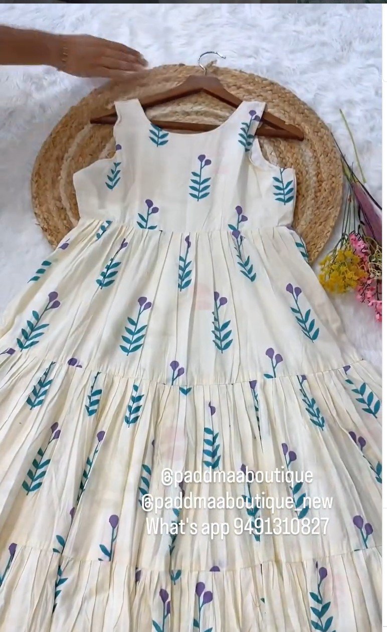 Floral Printed Cotton Frock - Image 2