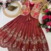 Kids Embroidery Sequence Coat Frock