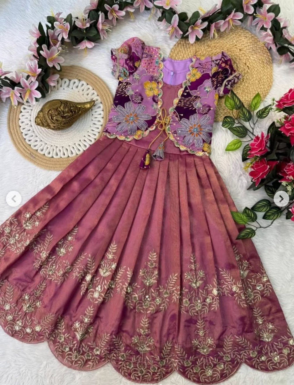 Embroidery Sequence Kids Coat Frock