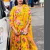 Yellow Floral Cotton Anarakli 3PC Set