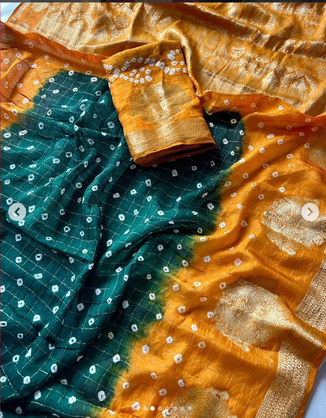Bandhini Kanchivaram border Saree - Image 3