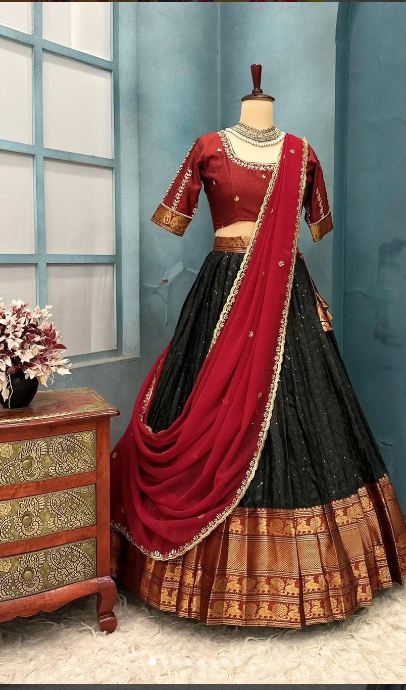 Narayanpet Cotton Silk Fully Stitched Lehanaga - Image 2