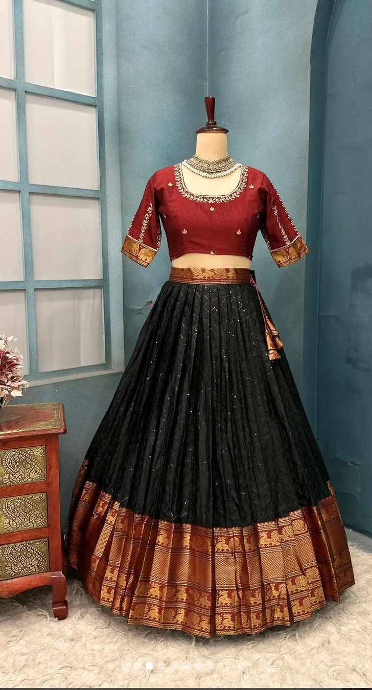Narayanpet Cotton Silk Fully Stitched Lehanaga - Image 3