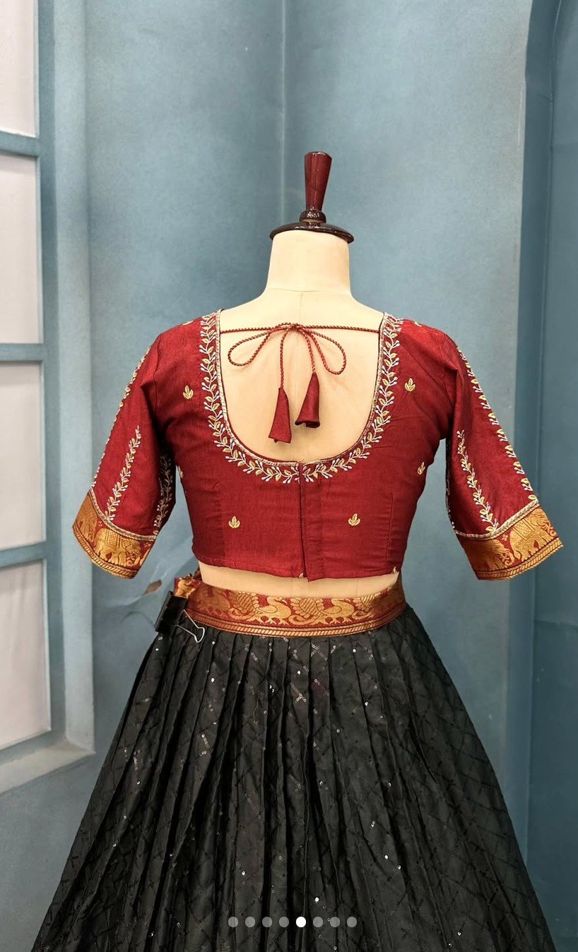 Narayanpet Cotton Silk Fully Stitched Lehanaga - Image 4