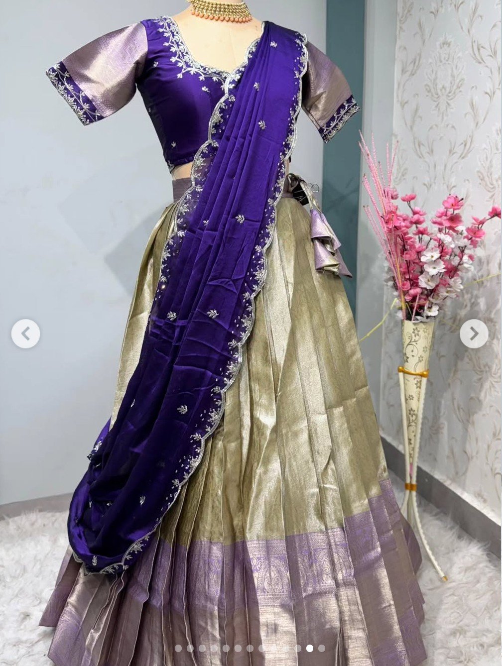 Fully Stitched Kanjivaram Silk Lehanga - Image 3