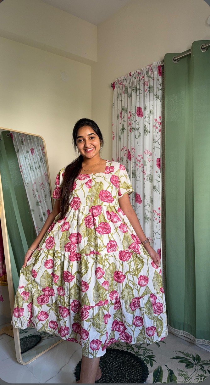Floral Print Cotton Frock