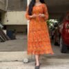 Orange Floral Chiffon Maxi's