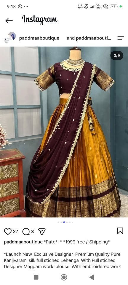 Trending Kanjivaram silk full stitched Lehenga - Image 2
