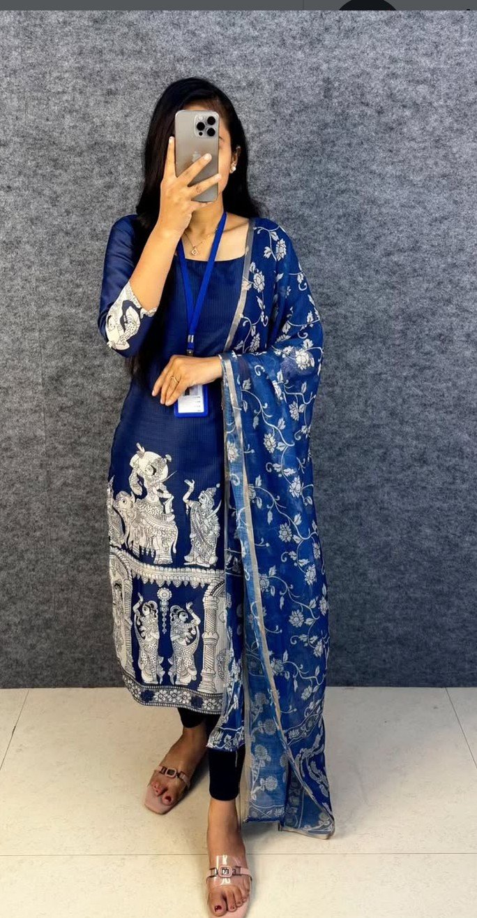 Kalamkari khalahasti kota chex kurti with kalamkari dupatta - Image 7