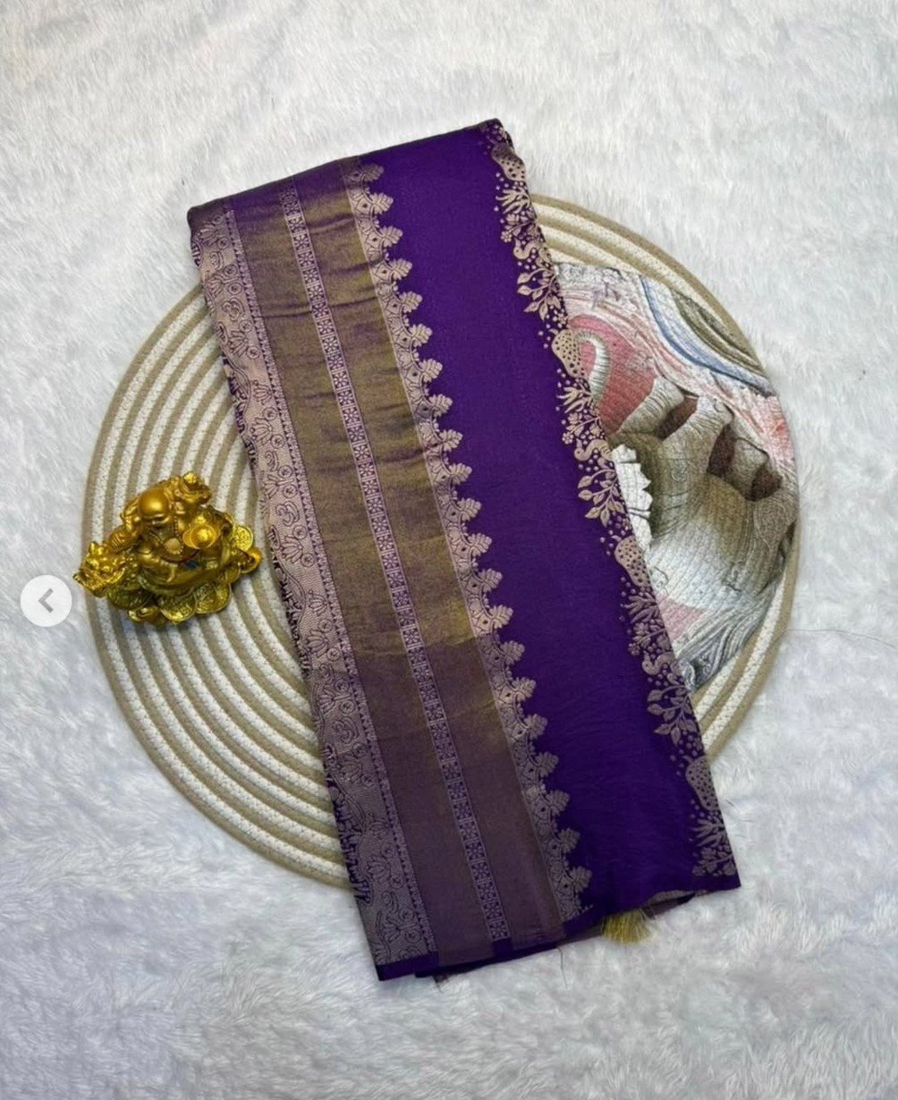 Rich Crepe Khadi Tissue Paithani Silk Saree - Image 12