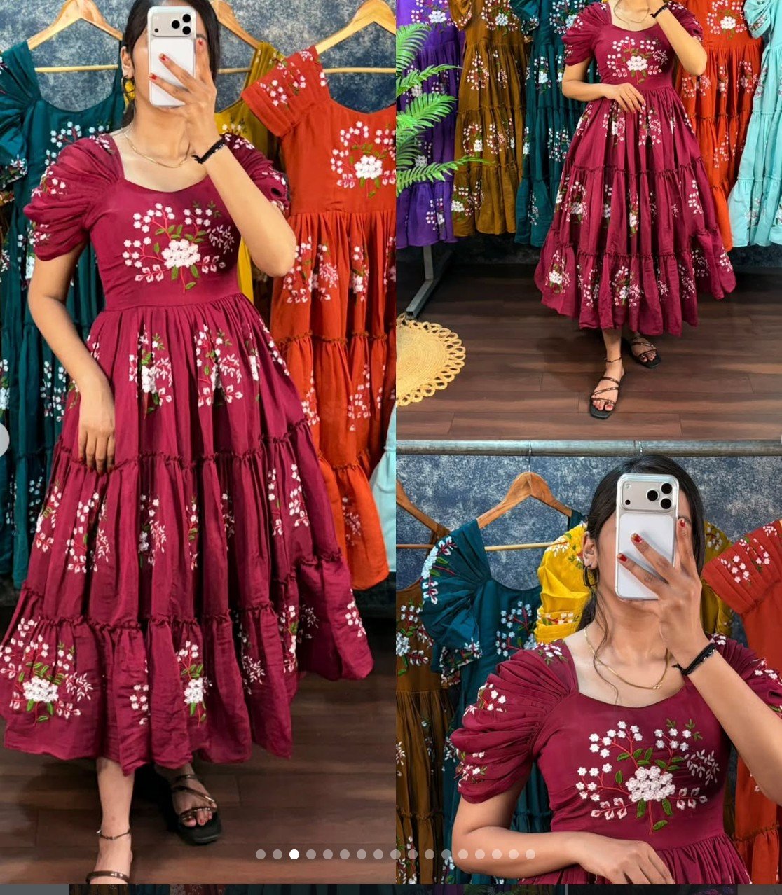 Premium Embroidery Midi Frock - Image 8
