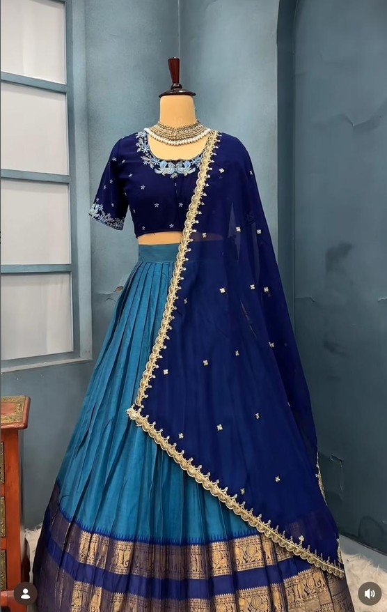 Kanjivaram Silk Fully Stiched Lehenga - Image 3