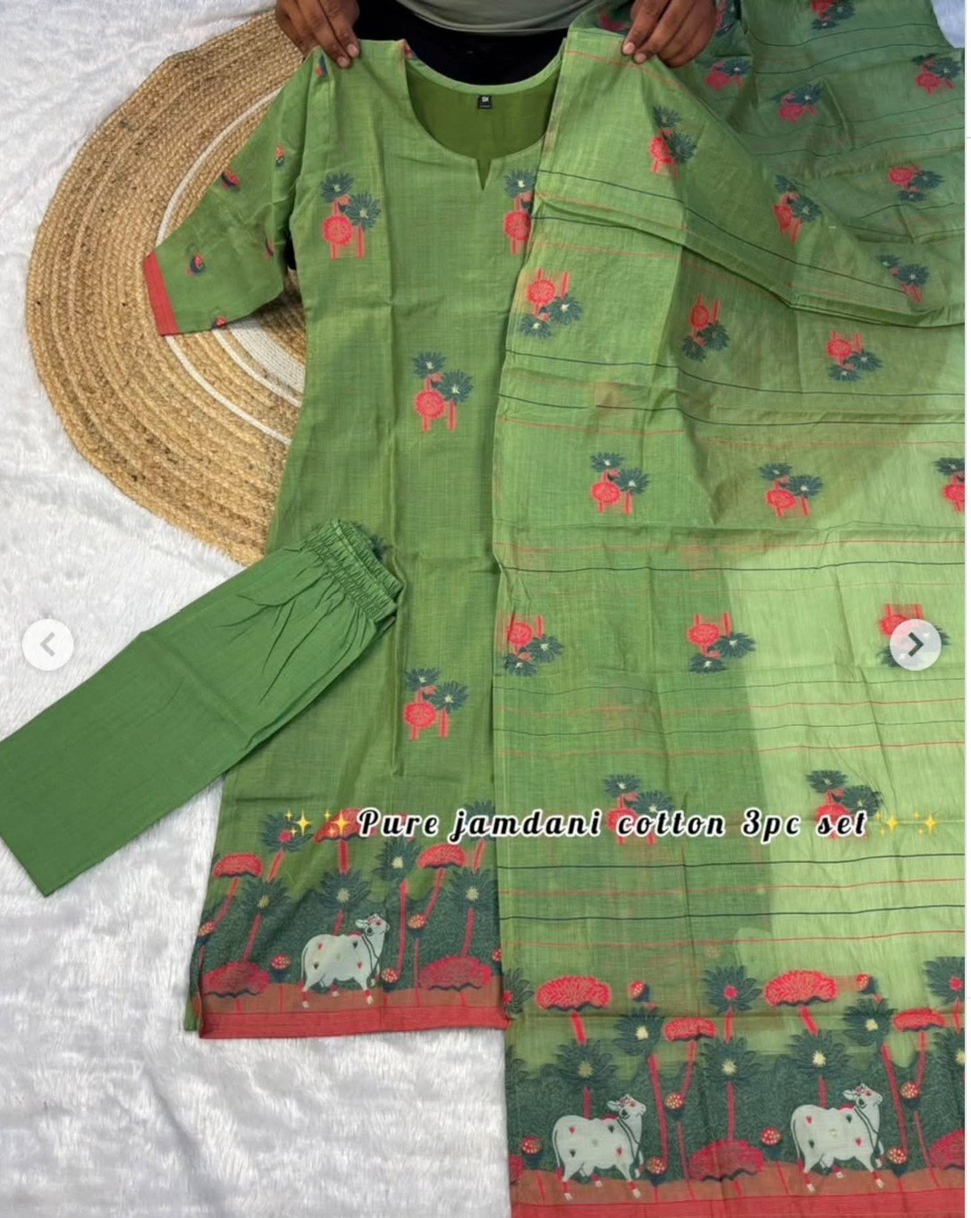 Pure Jamdani Cotton Kurti Set - Image 6