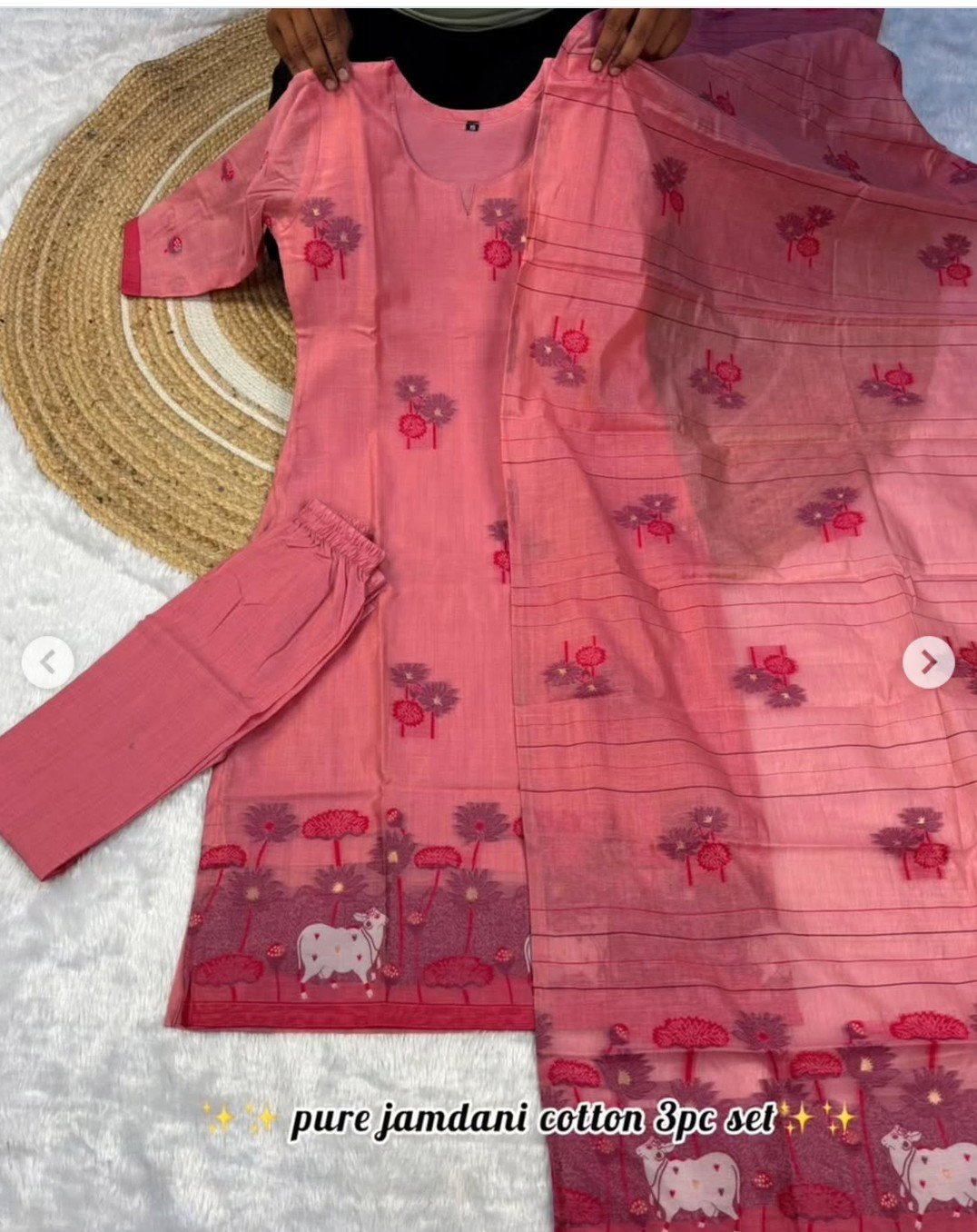 Pure Jamdani Cotton Kurti Set - Image 8