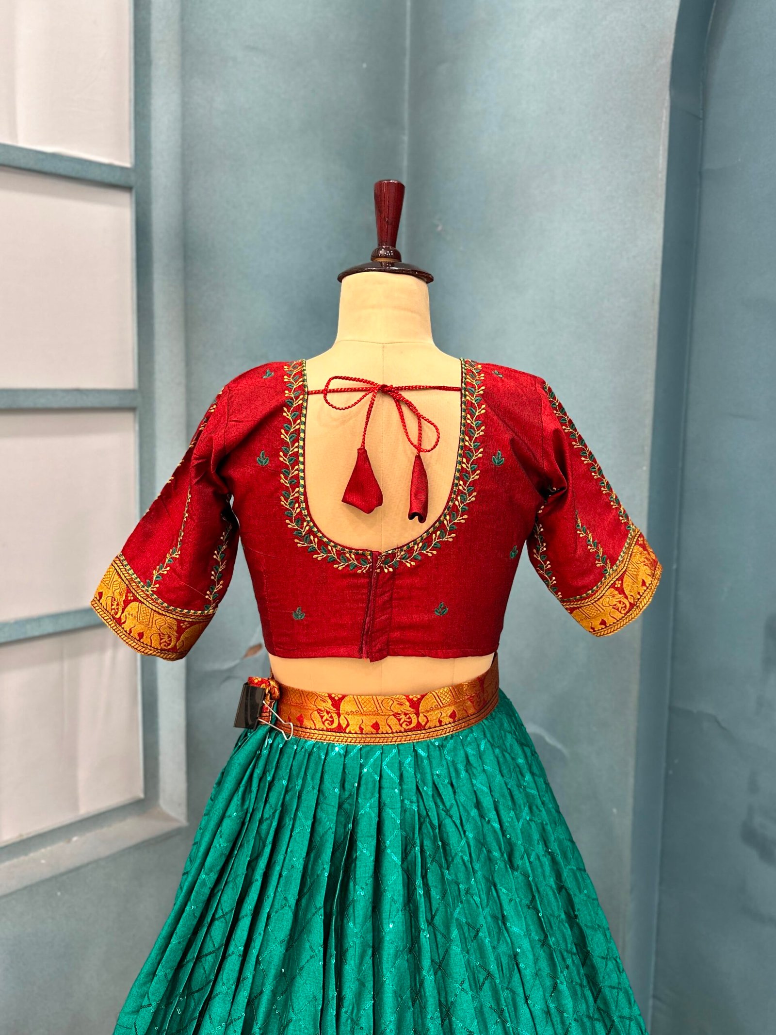 Fully stitched Narayanpet Cotton With Designer Sequence Work Lehanga - Image 5
