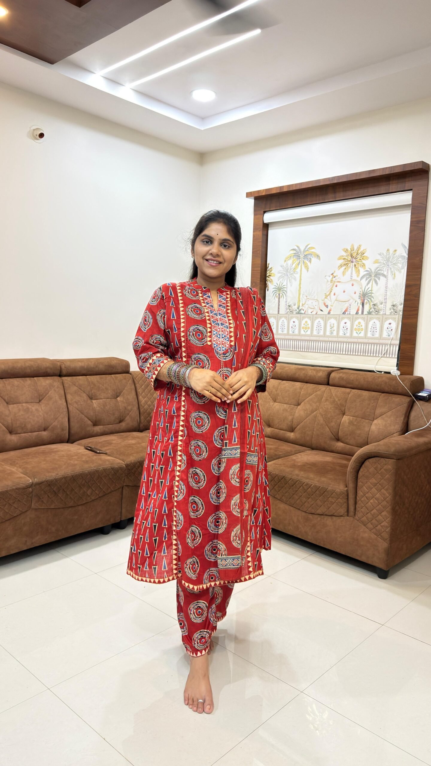 Alekhya Red Anarkali 3PC Set