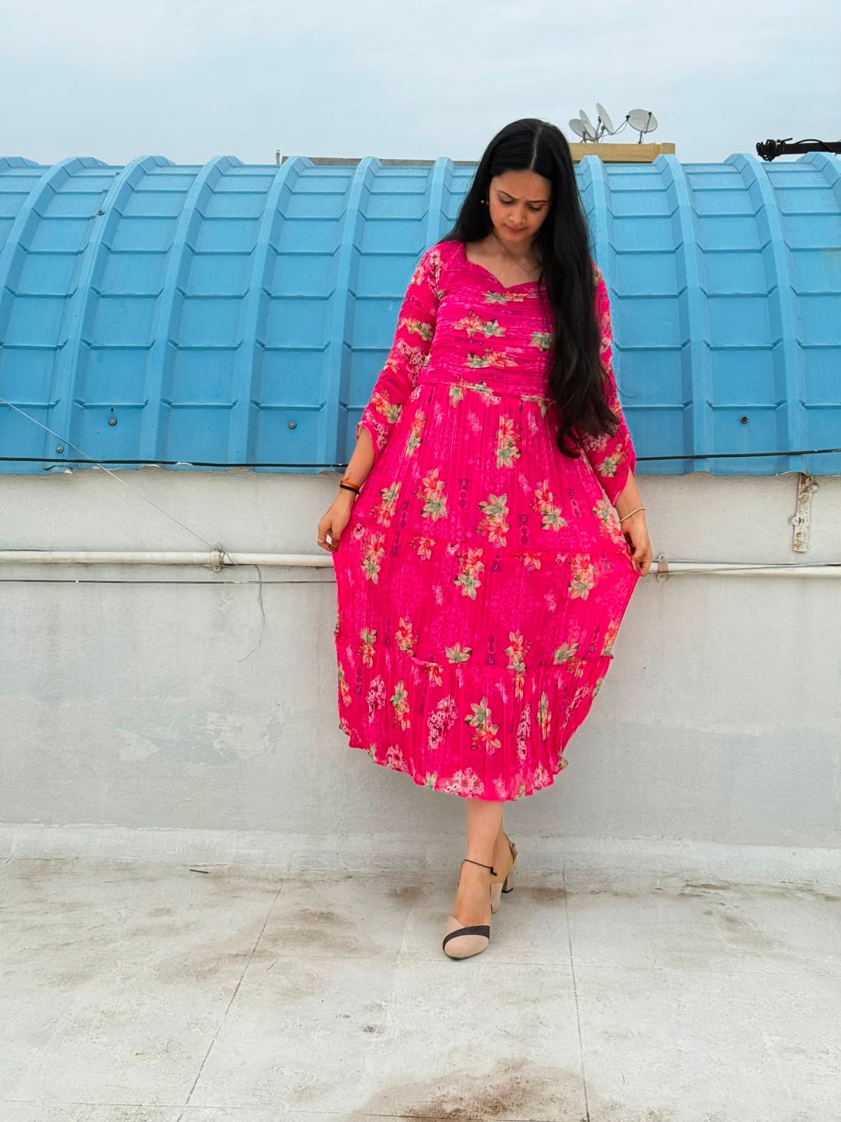 Beautiful Pink Floral Frock - Image 2