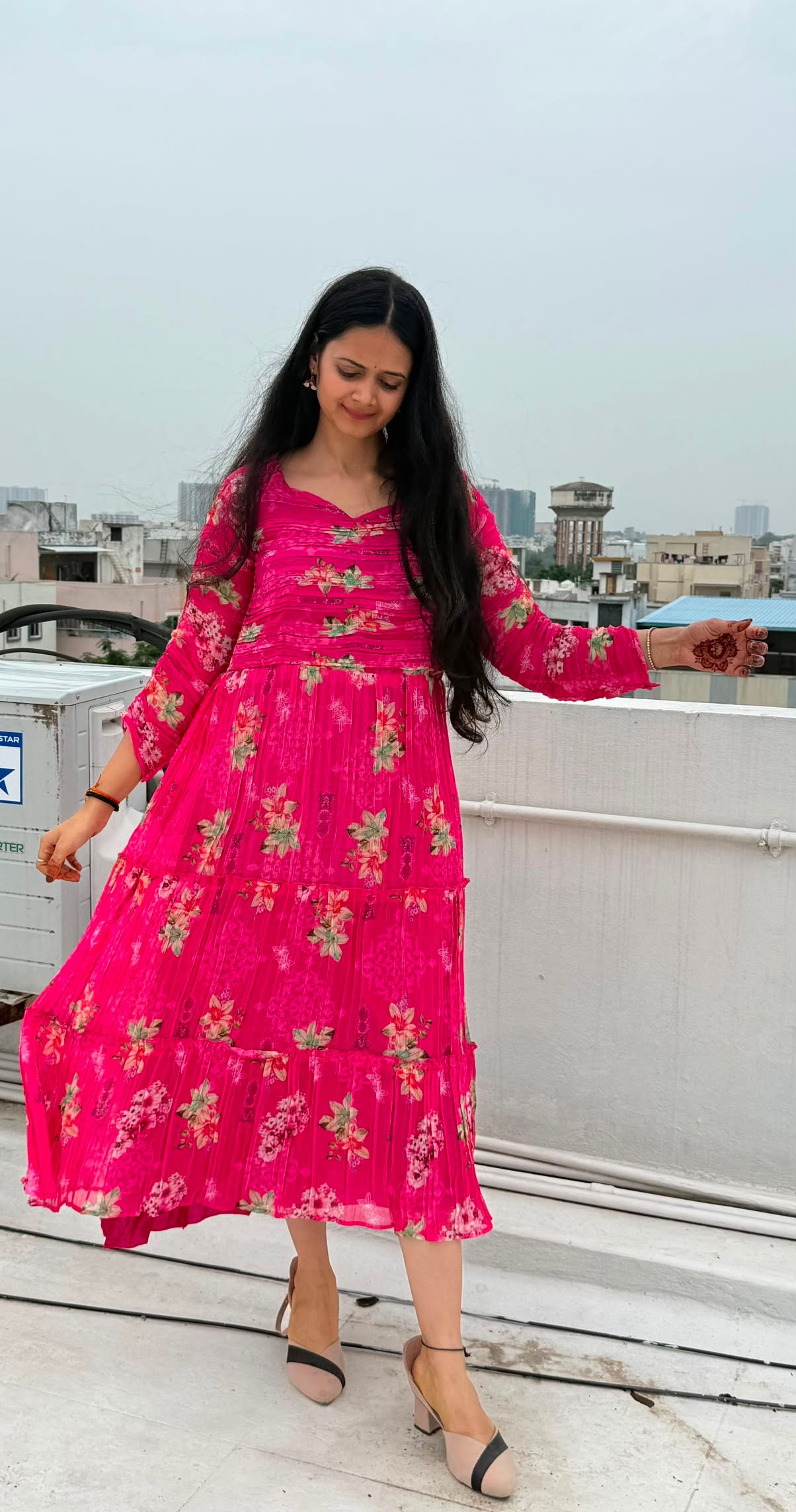 Beautiful Pink Floral Frock