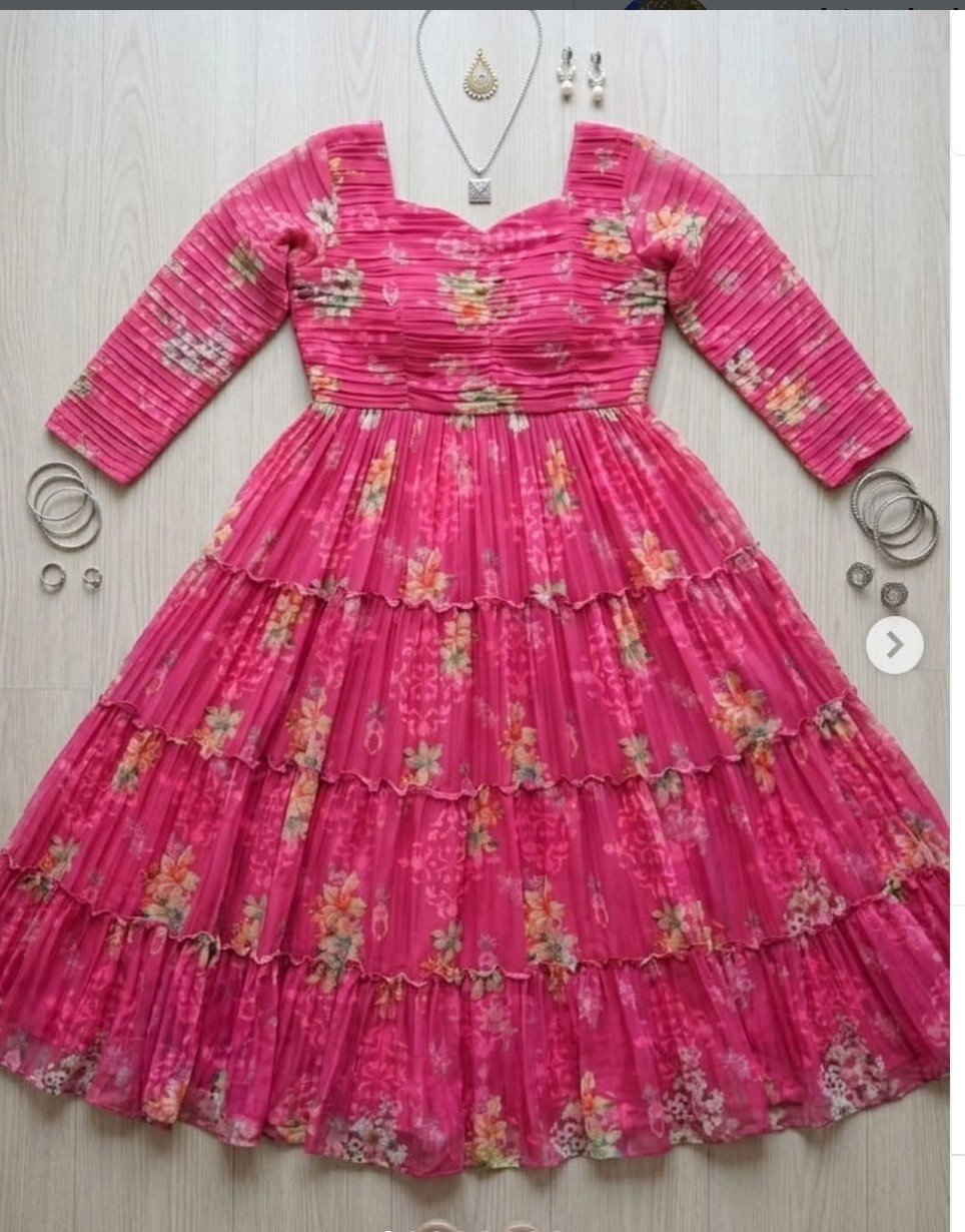 Beautiful Pink Floral Frock - Image 3