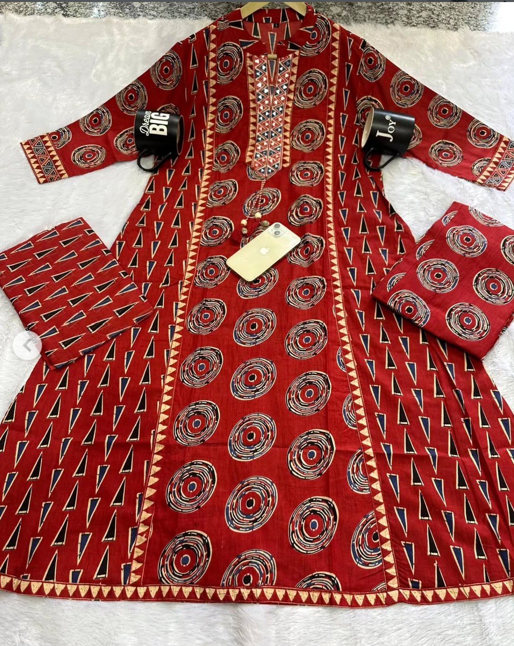 Alekhya Red Anarkali 3PC Set - Image 3
