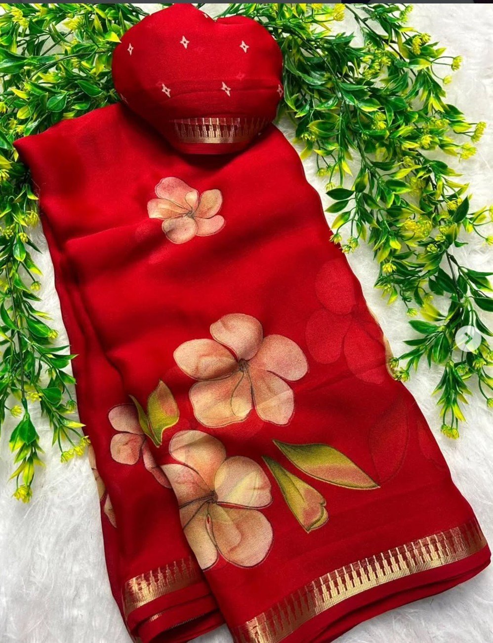 Premium Flower Print Saree