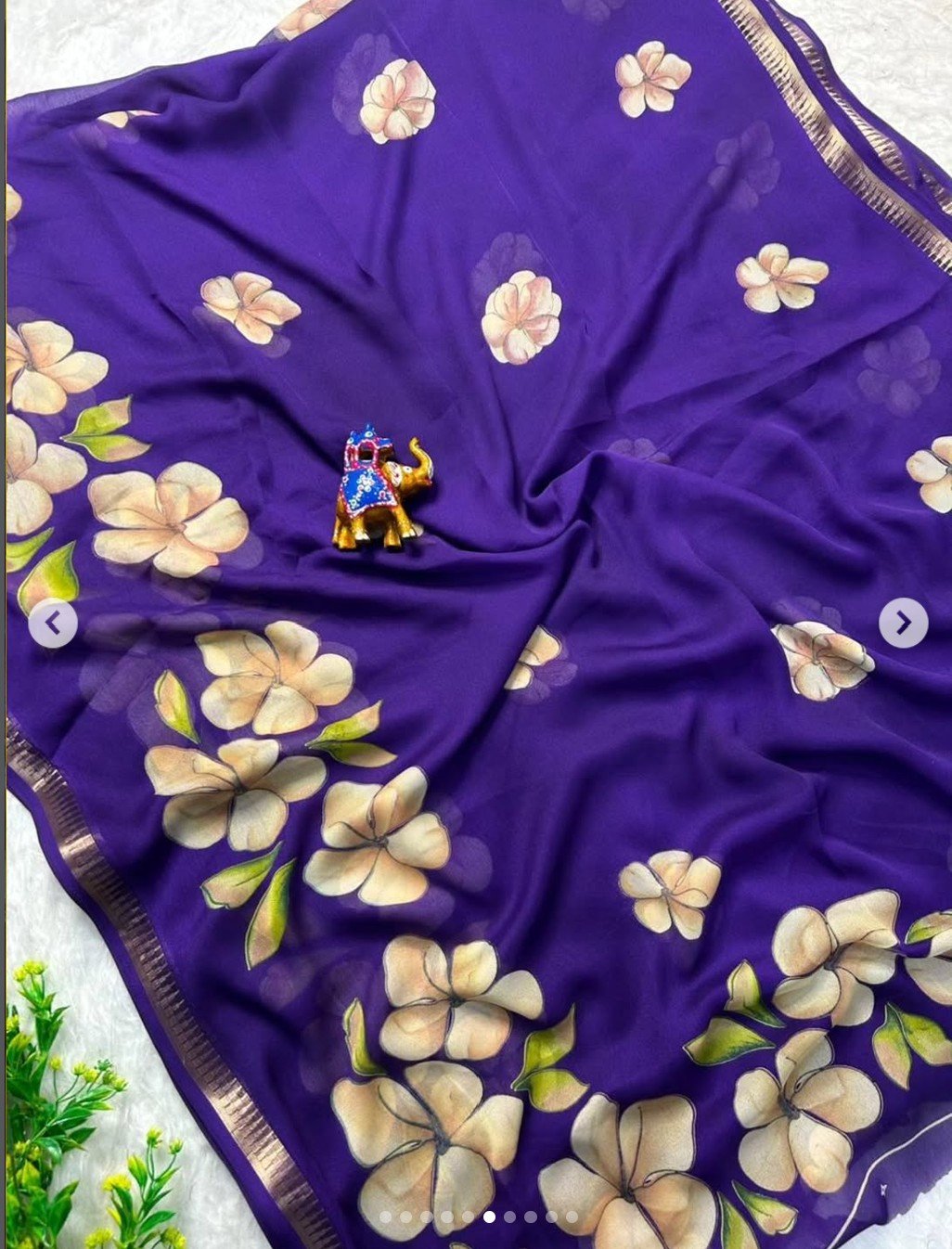 Premium Flower Print Saree - Image 8