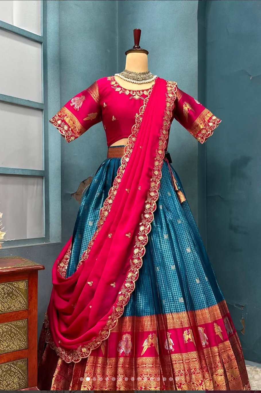 Beautiful Kanjivaram Lehangas - Image 2