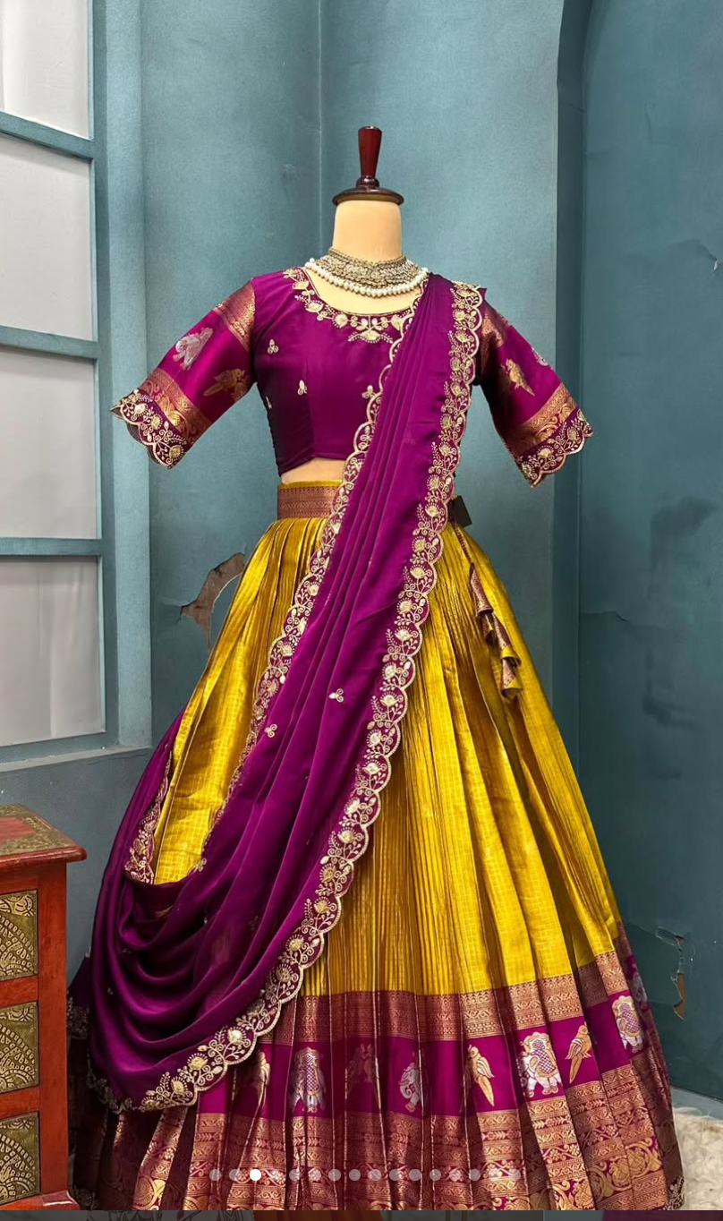 Beautiful Kanjivaram Lehangas - Image 3