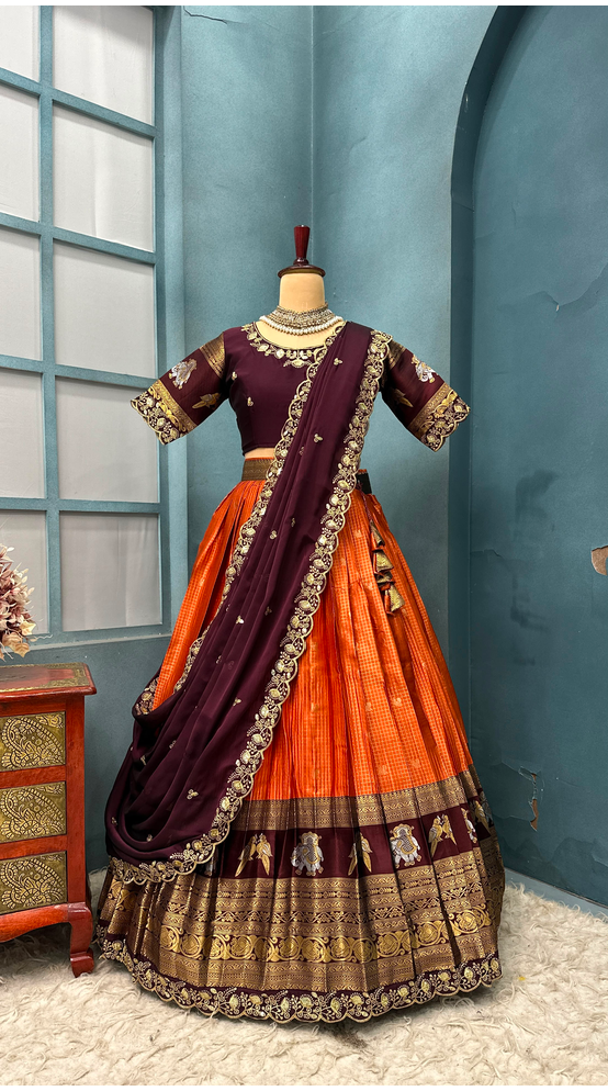 Beautiful Kanjivaram Lehangas - Image 4