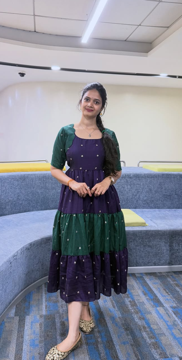 Unique Multi Color Designer Embroidery Frock - Image 2