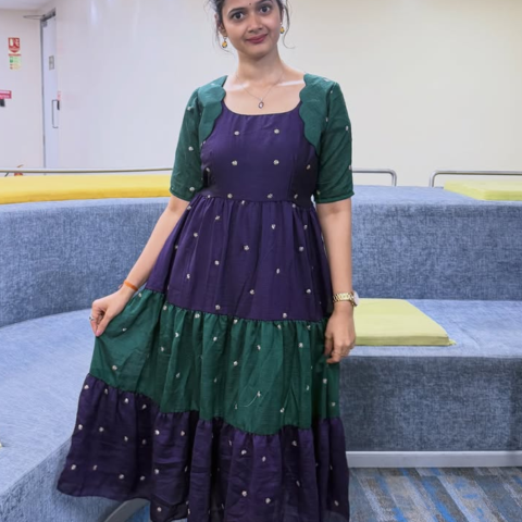 Unique Multi Color Designer Embroidery Frock