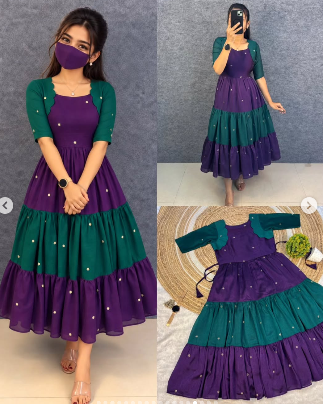 Unique Multi Color Designer Embroidery Frock - Image 8