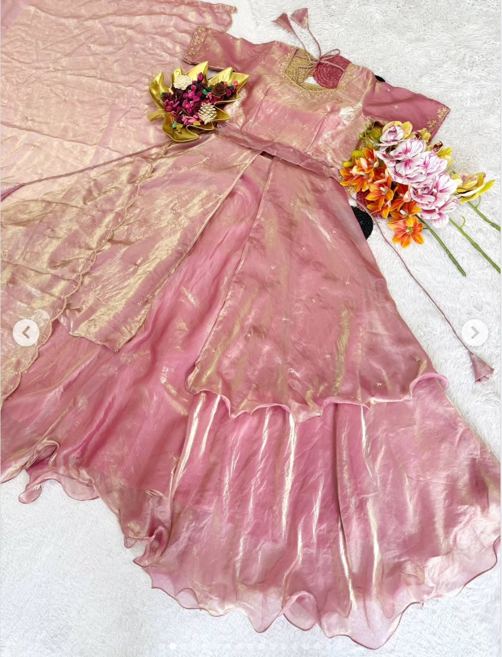 Special Beautiful Heavy Space Silk Lehenga choli Set Double Frill - Image 5