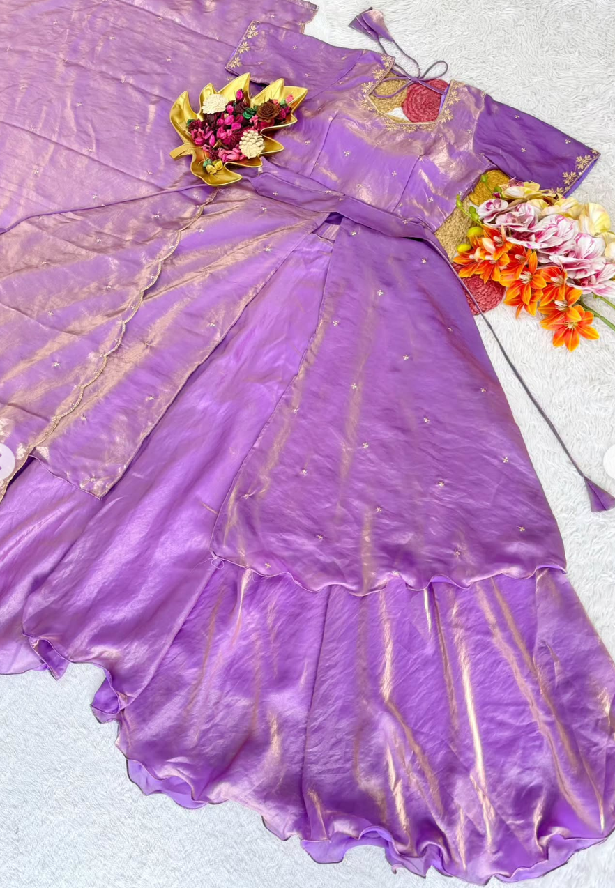 Special Beautiful Heavy Space Silk Lehenga choli Set Double Frill - Image 8