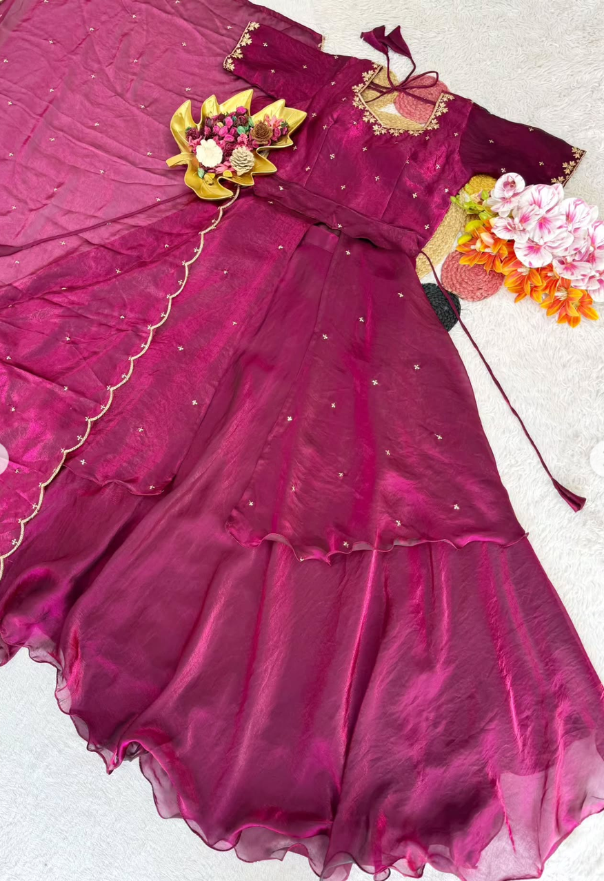 Special Beautiful Heavy Space Silk Lehenga choli Set Double Frill - Image 9