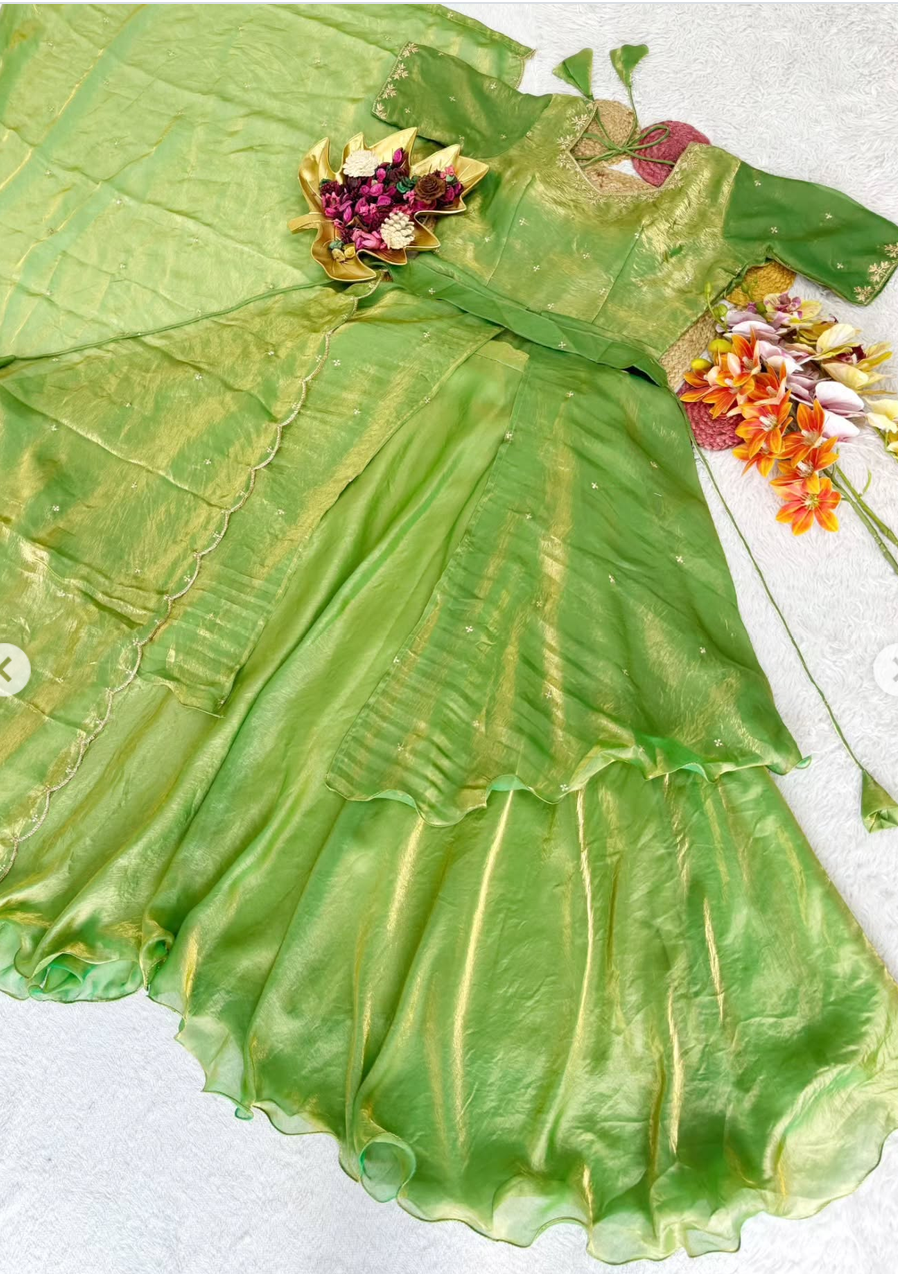 Special Beautiful Heavy Space Silk Lehenga choli Set Double Frill - Image 13