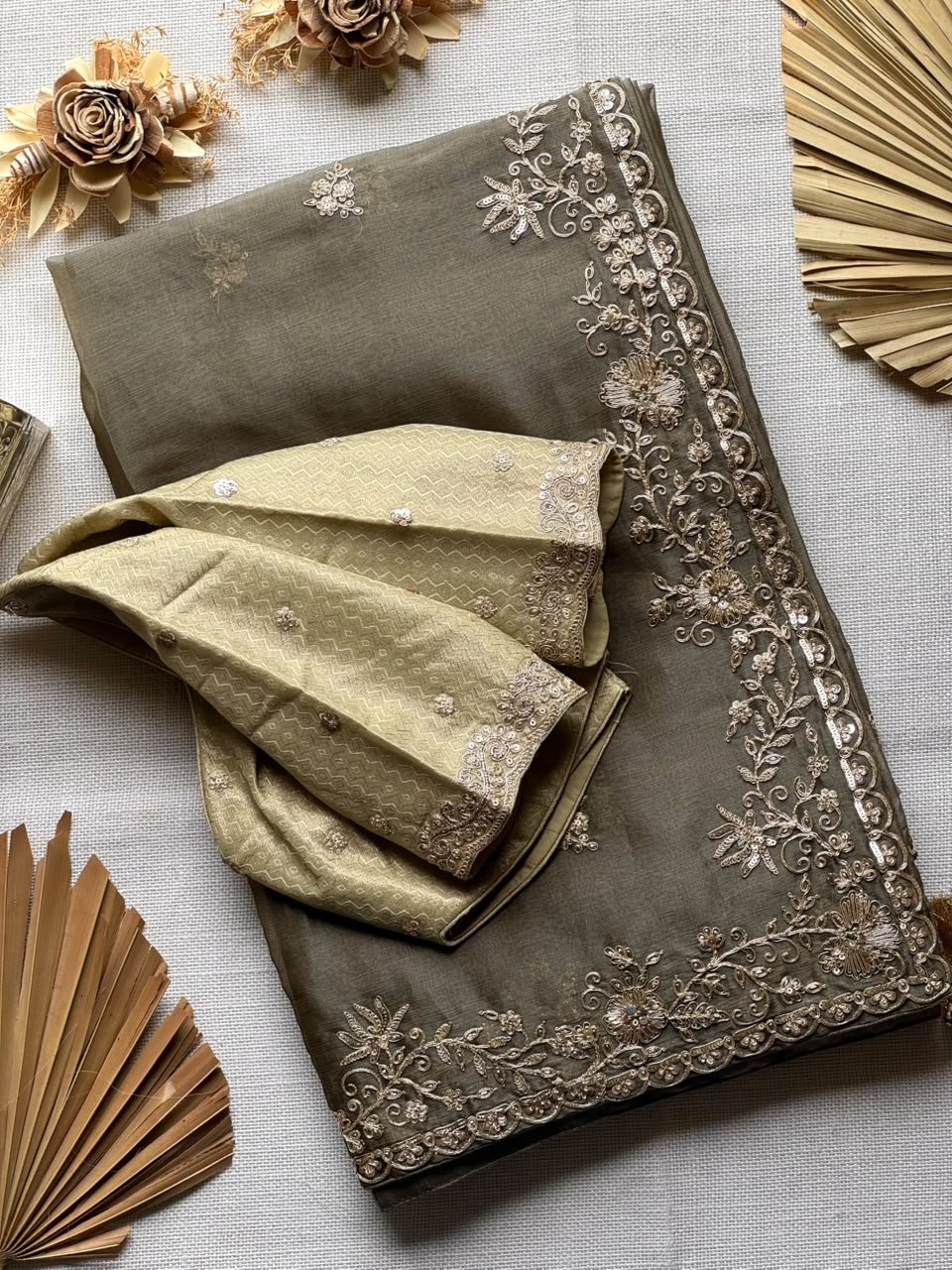 Fully Stitched Pure Tissue Silk Saree - Image 3