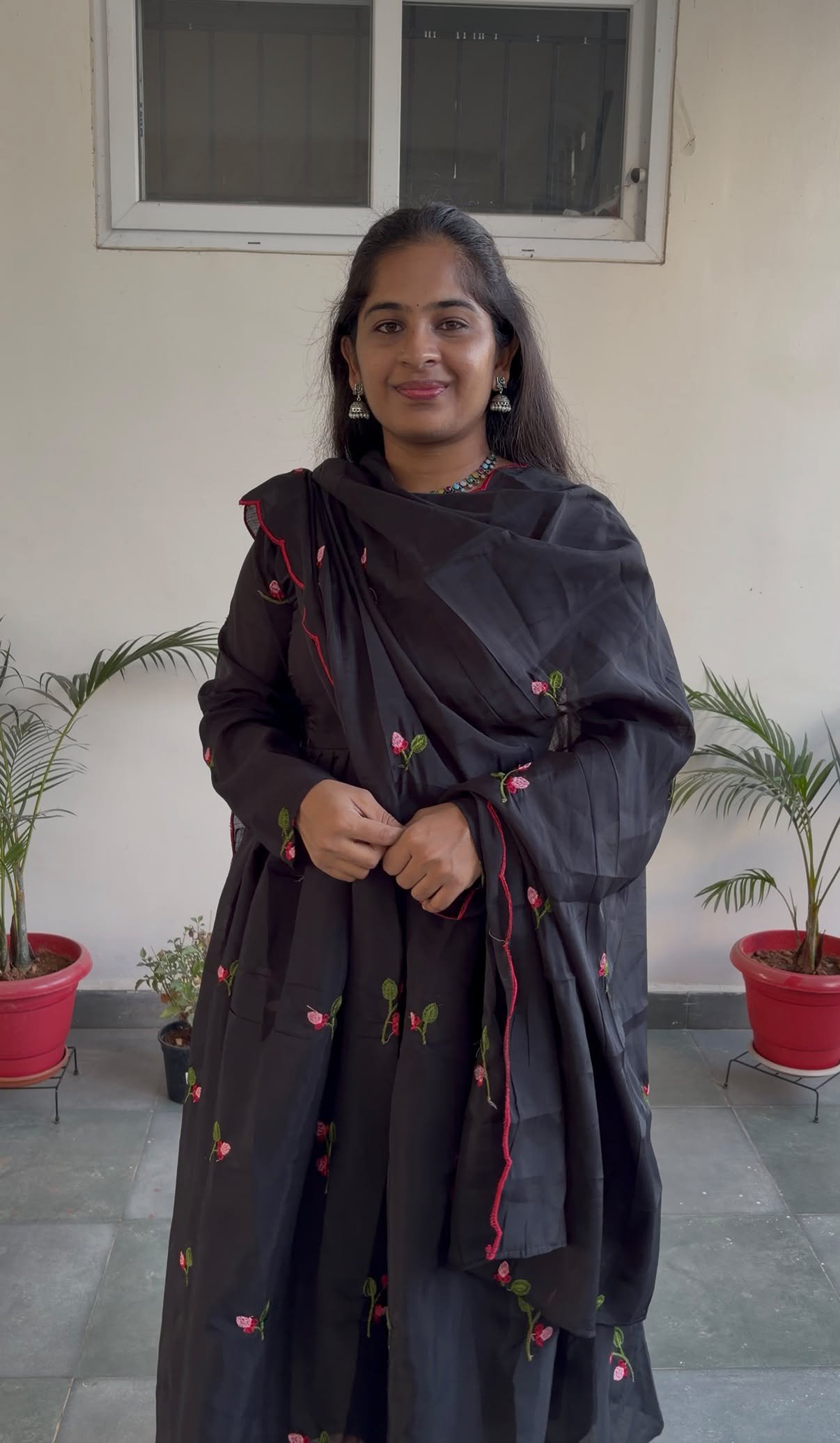 Mul-Chanderi Anarkali With Duppatta - Image 3