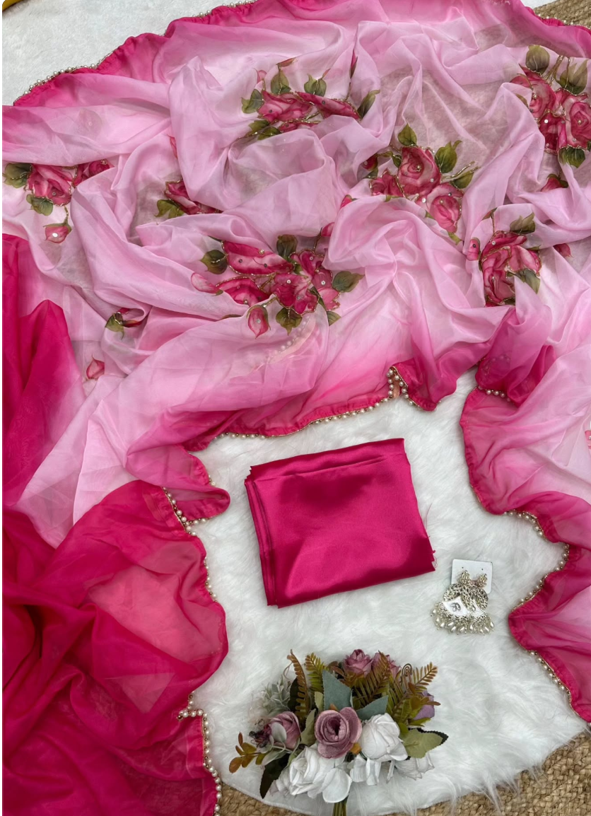 Beautiful Heavenly Home Made Saree - Image 3