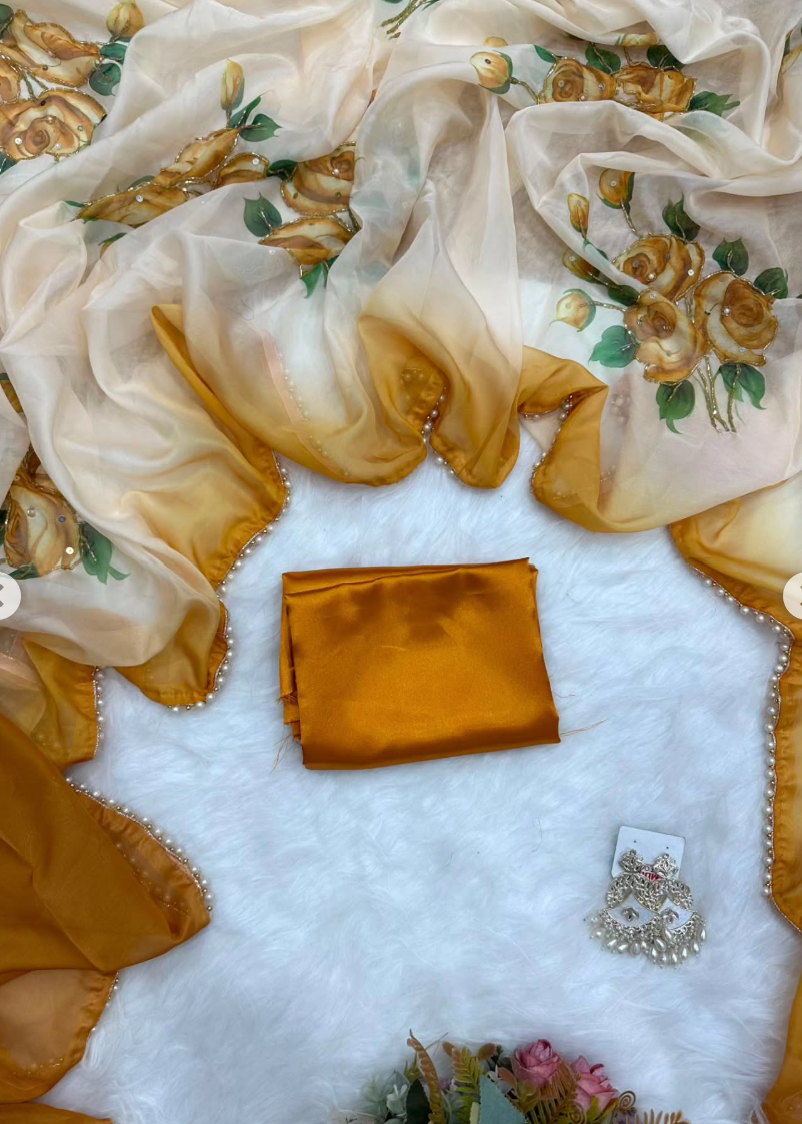 Beautiful Heavenly Home Made Saree - Image 5